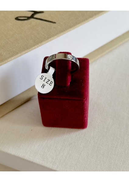 SİLVER VİDA TAŞLI KALIN YÜZÜK SİZE 8 indirimleri