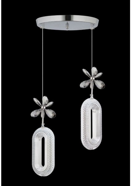 2'li Krom Kaplama Sarkıt LED Salon Avize 3 Renk Ledli fiyatları