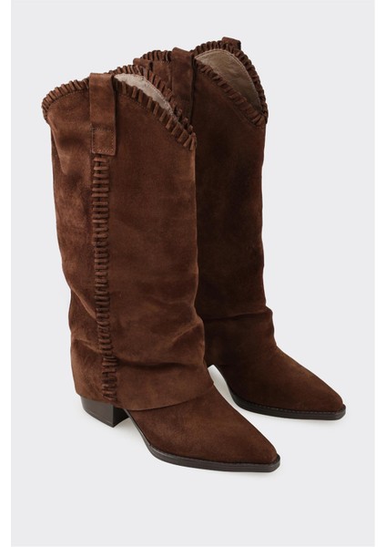 Kahve Deri Kadın Western Çizme fiyatları