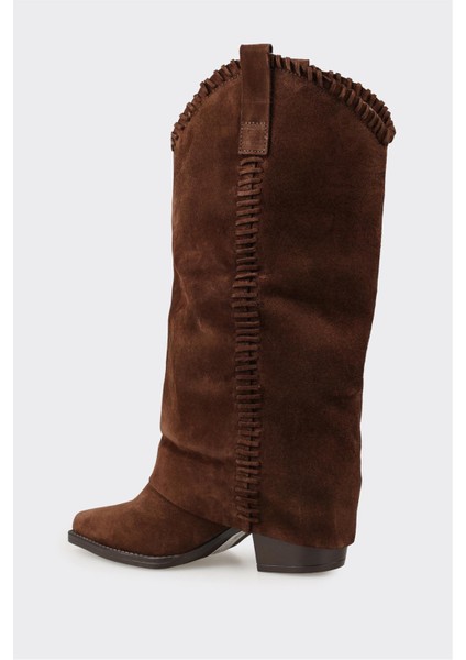 Kahve Deri Kadın Western Çizme modelleri