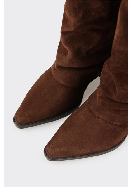 Kahve Deri Kadın Western Çizme fırsatları