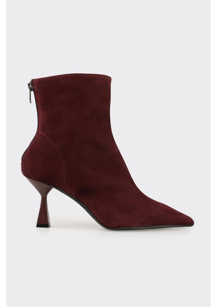 Bordo Deri Kadın Klasik Bot