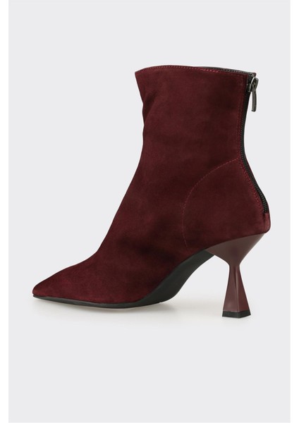 Bordo Deri Kadın Klasik Bot modelleri