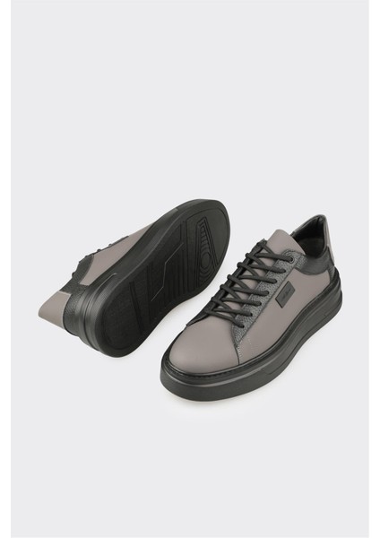Gri Deri Erkek Spor Ayakkabı modelleri