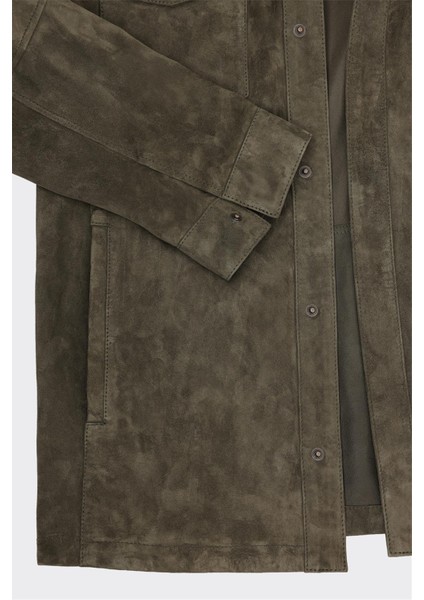 Haki Deri Erkek Ceket modelleri