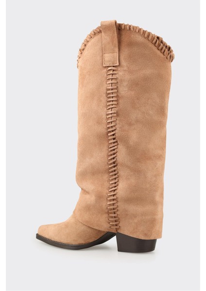 Naturel Deri Kadın Western Çizme modelleri