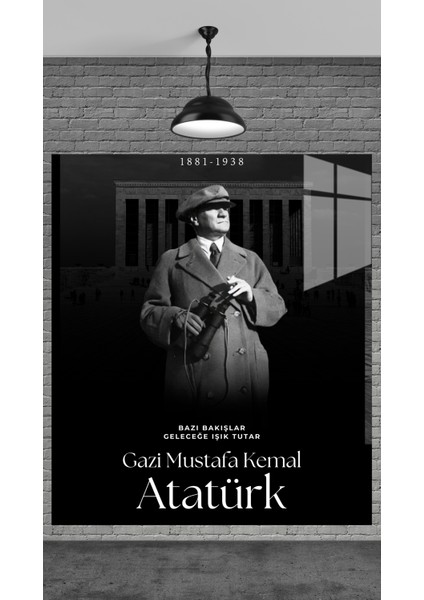 Gazi Mustafa Kemal Atatürk Tablosu Temperli Cam Üzerine Sevgilinize Yılbaşı Hediye