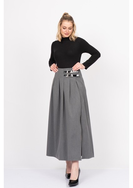 Elegancebelt Slit Skirt – Premium Pileli & Yırtmaçlı Etek 6829 indirimleri