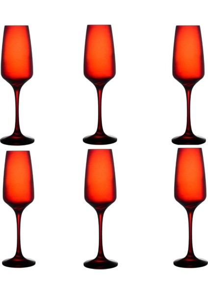 Yılbaşı Kırmızı 6 Adet Şampanya Bardağı 195CC