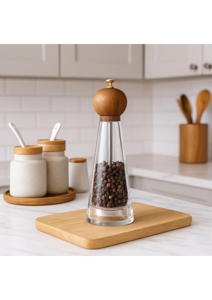 Akasya Kapaklı Baharat Öğütücü – 22,5 cm Cam Baharat, Tuz, Karabiber, Şık ve Dayanıklı Tasarım modelleri