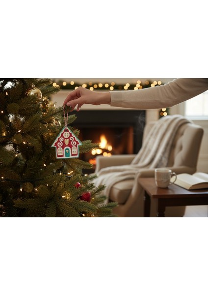 Handmade Yılbaşı Ağacı Süsü – Huzurlu Mini Ev Figürü – Yeni Yıl Dekoru