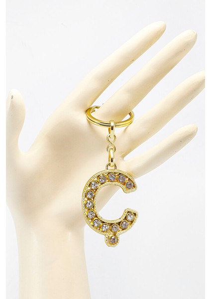 Gold Renkli Parlak Taşlı Ç Harfi Anahtarlık, Hediyelik Harfli Anahtarlık modelleri