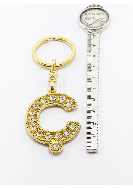 Gold Renkli Parlak Taşlı Ç Harfi Anahtarlık, Hediyelik Harfli Anahtarlık fırsatları