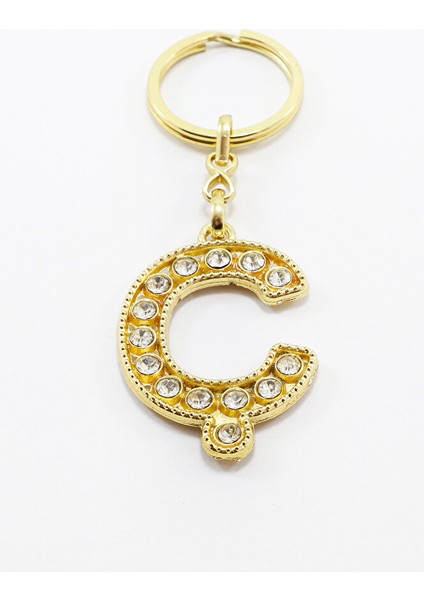 Gold Renkli Parlak Taşlı Ç Harfi Anahtarlık, Hediyelik Harfli Anahtarlık indirimleri