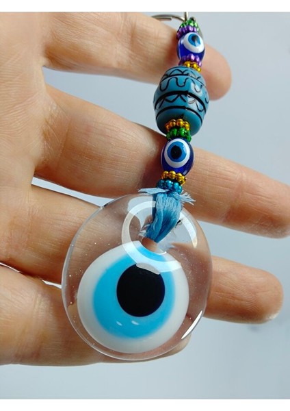El Yapımı Saydam Cam Nazar Boncuklu Anahtarlık Hediyelik Aksesuar fırsatları