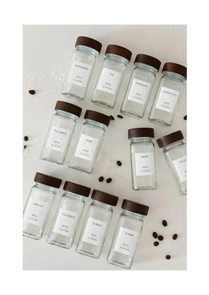 12&apos;li Bambu ve Akasya Kapaklı Cam Baharatlık Seti 120 ml - Doğal Ahşap Kapaklı, Şeffaf Cam, Sağlıklı ve Şık Baharat Kavanozları (Akasya Kapak) fiyatları