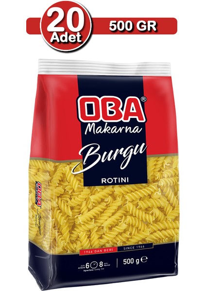 Burgu Makarna 500 G x 20 Adet | Uzun Süreli Stok Paketi