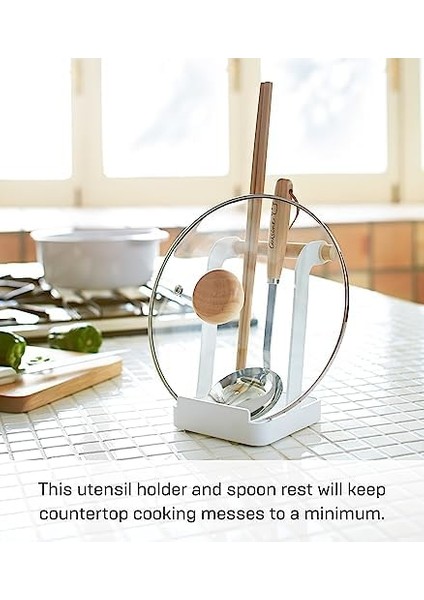 Tencere Kapağı ve Pişirme Kaşığı Rafı, Beyaz