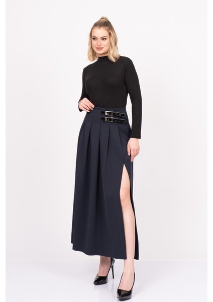 Elegancebelt Slit Skirt – Premium Pileli & Yırtmaçlı Etek 6829