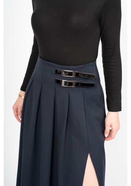 Elegancebelt Slit Skirt – Premium Pileli & Yırtmaçlı Etek 6829 modelleri