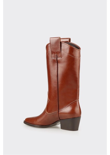 Taba Deri Kadın Western Çizme modelleri