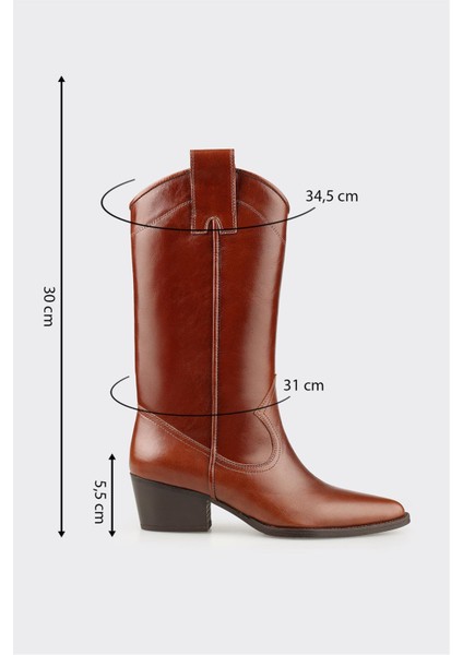 Taba Deri Kadın Western Çizme indirimleri