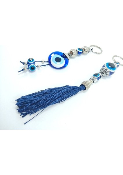 Nazar Boncuğu Anahtarlık / Dikiz Ayna Süsü Metalik Boncuklu Cam Hediyelik Aksesuar Ikili Set fırsatları