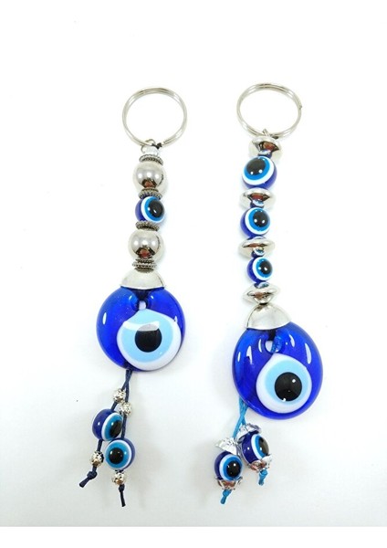 Nazar Boncuğu Anahtarlık Metalik Boncuklu El Yapımı Cam Hediyelik Aksesuar Ikili Set modelleri