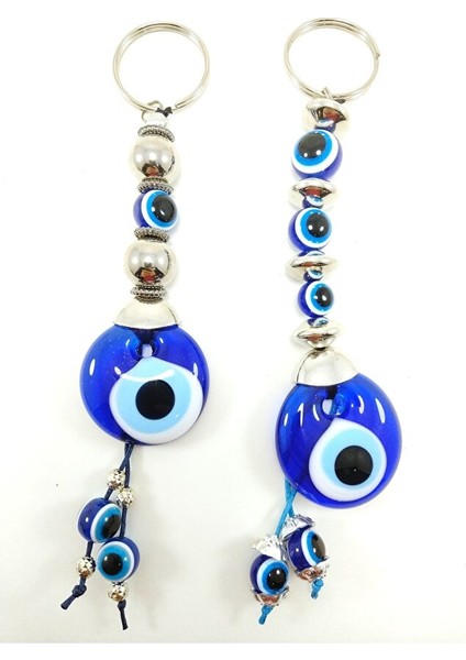Nazar Boncuğu Anahtarlık Metalik Boncuklu El Yapımı Cam Hediyelik Aksesuar Ikili Set fırsatları
