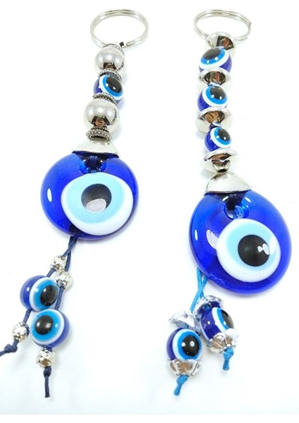 Nazar Boncuğu Anahtarlık Metalik Boncuklu El Yapımı Cam Hediyelik Aksesuar Ikili Set indirimleri