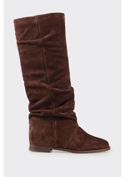 Kahve Deri Kadın Çizme