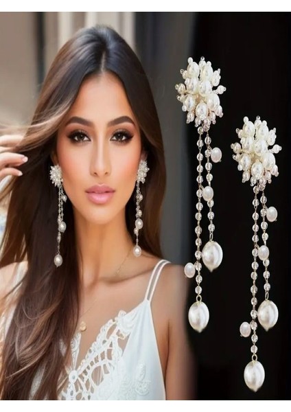 Incili Zarif Püskül Küpeler