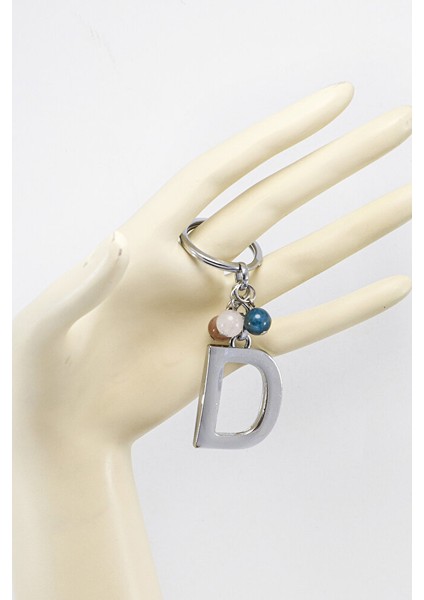Gümüş Renkli D Harfi Anahtarlık / Hediyelik Çanta Süsü Doğal Taşlar;apatit, Pembe Kuvars, Güneş Taşı indirimleri