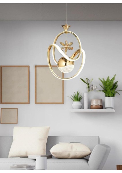 Tek Toplu Modern Gold Kaplama Sarkıt LED Avize Salon Avize 3 Renk Ledli modelleri