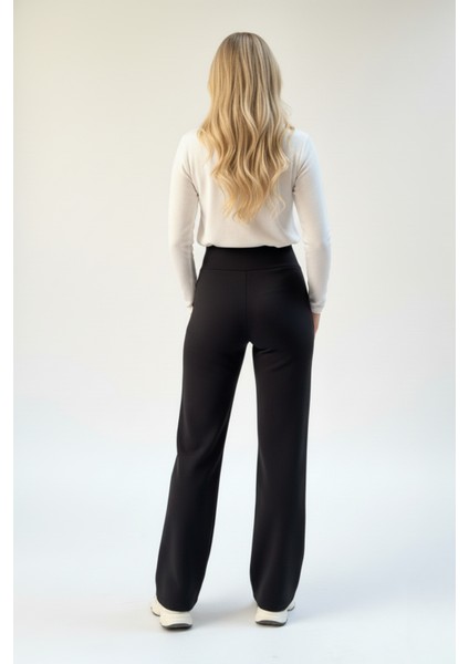 Kadın Süper Yüksek Bel Korsaj Bol Kesim Krep Pantolon – Siyah modelleri