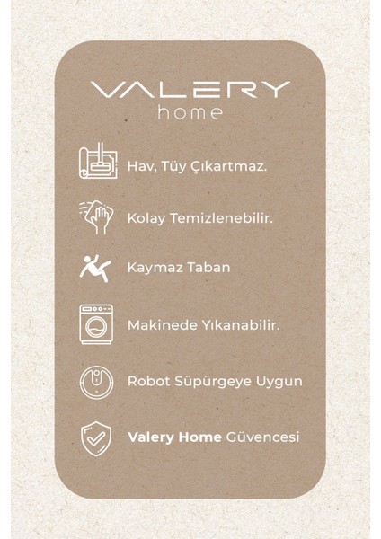 Rixos Vl Yıkanabilir Kaydırmaz, Pamuk Dokuma, Premium Kalite Salon&mutfak&yemek Odası Kilimi Kemik