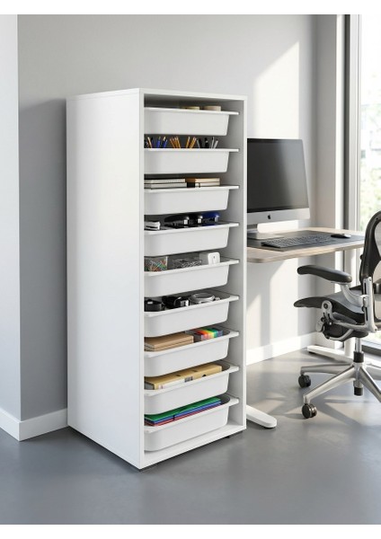 Zola 9 Sepetli Çok Amaçlı Ofis Dolabı Beyaz