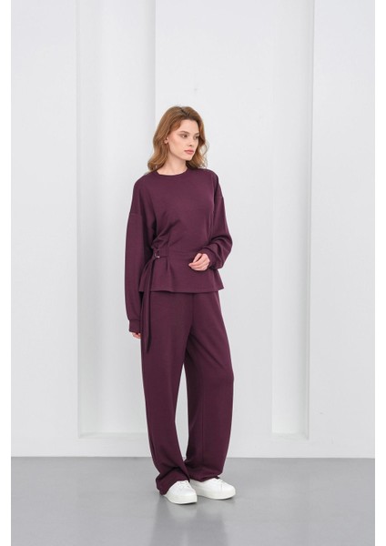 Mürdüm Kadın Premium Modal D Toka Süs Kemerli Alt-Üst Takım fırsatları