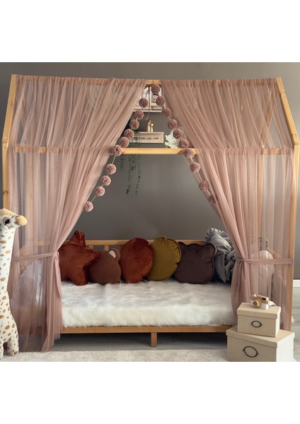 Kahverengi Çift Perdeli Montessori Yatak Cibinliği fırsatları