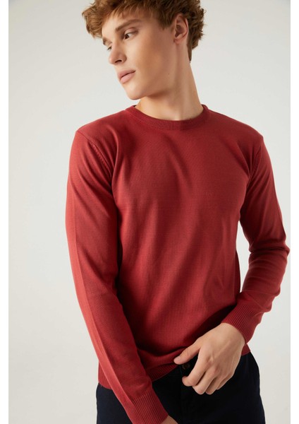 Ds Damat Regular Fit Nar Çiçeği Tüylenme Yapmayan Bisiklet Yaka Pamuklu Triko Kazak fiyatları