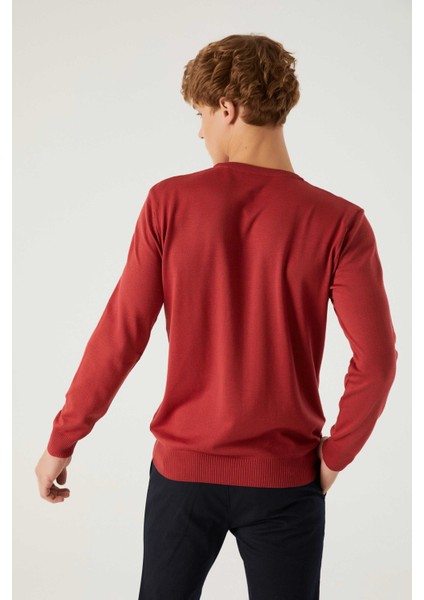 Ds Damat Regular Fit Nar Çiçeği Tüylenme Yapmayan Bisiklet Yaka Pamuklu Triko Kazak fırsatları