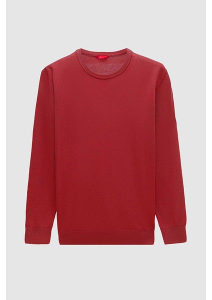 Ds Damat Regular Fit Nar Çiçeği Tüylenme Yapmayan Bisiklet Yaka Pamuklu Triko Kazak indirimleri