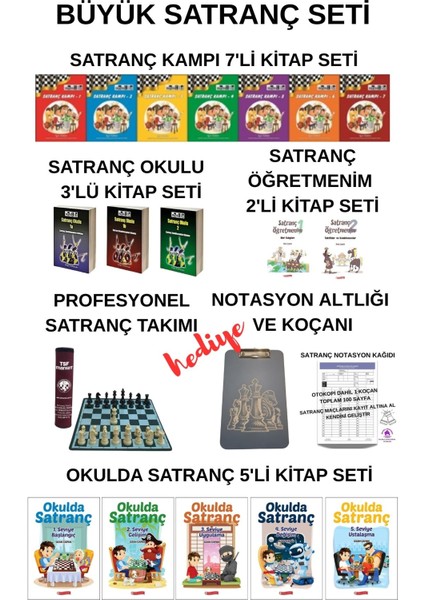Büyük Satranç Kitapları Seti (Satranç Takımı,notasyon Altlığı ve Koçanı Hediyeli)