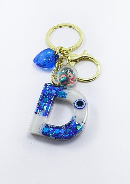 Renkli Epoksi D Harfi Anahtarlık, Hediyelik Nazarlı Çanta Süsü fırsatları