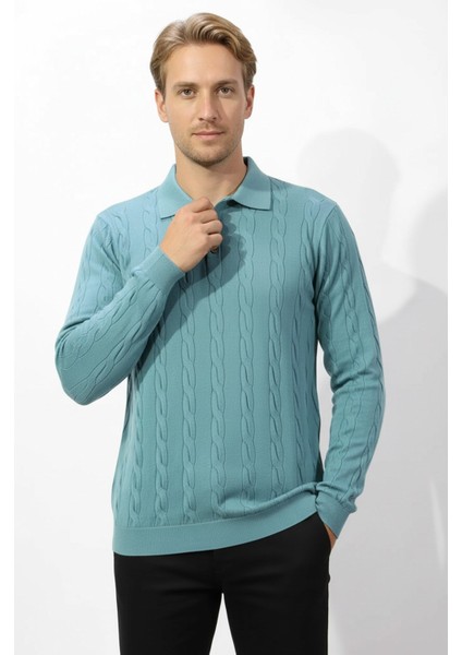 Saç Örgü Triko Kazak Su Yeşili