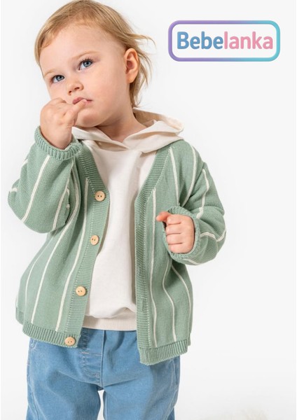 Unisex Pamuklu Çizgili Hırka Kapüşonlu Sweatshirt Pantolon 3'lü Takım 437640 fırsatları