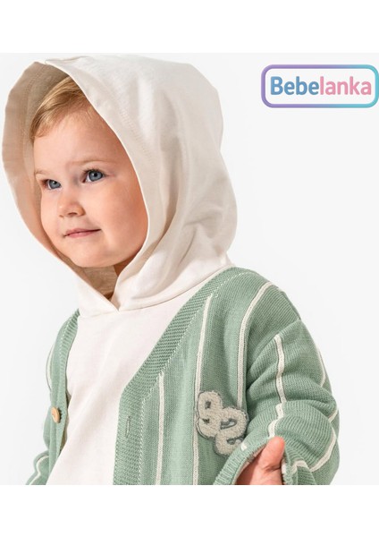 Unisex Pamuklu Çizgili Hırka Kapüşonlu Sweatshirt Pantolon 3'lü Takım 437640 indirimleri