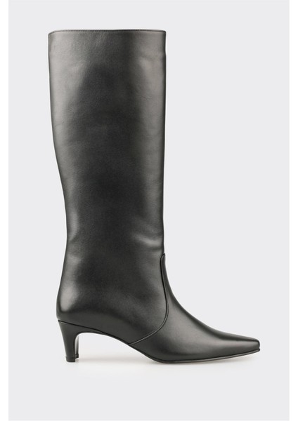 Siyah Deri Kadın Çizme