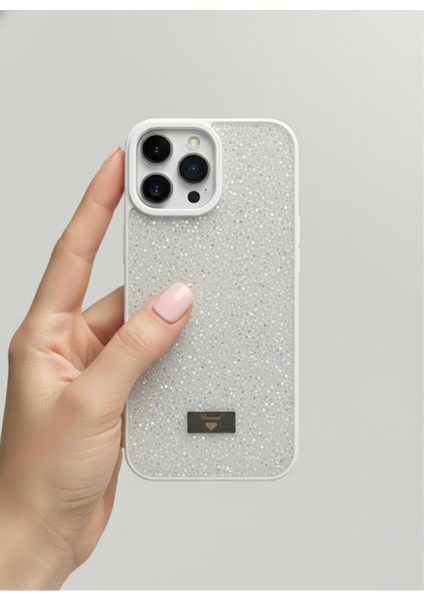 iphone 16 Promax Beyaz Taşlı Kılıf