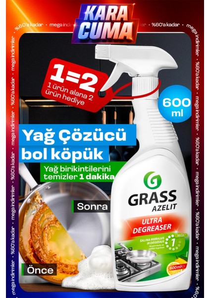Azelit Yağ & Kireç Sökücü Sprey 600ml - Fırın, Ocak, Banyo, Mutfak Temizliği İçin Hızlı Etkili Çözüm